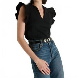 NEW NATION LTD christa ruffle sleeve top in black